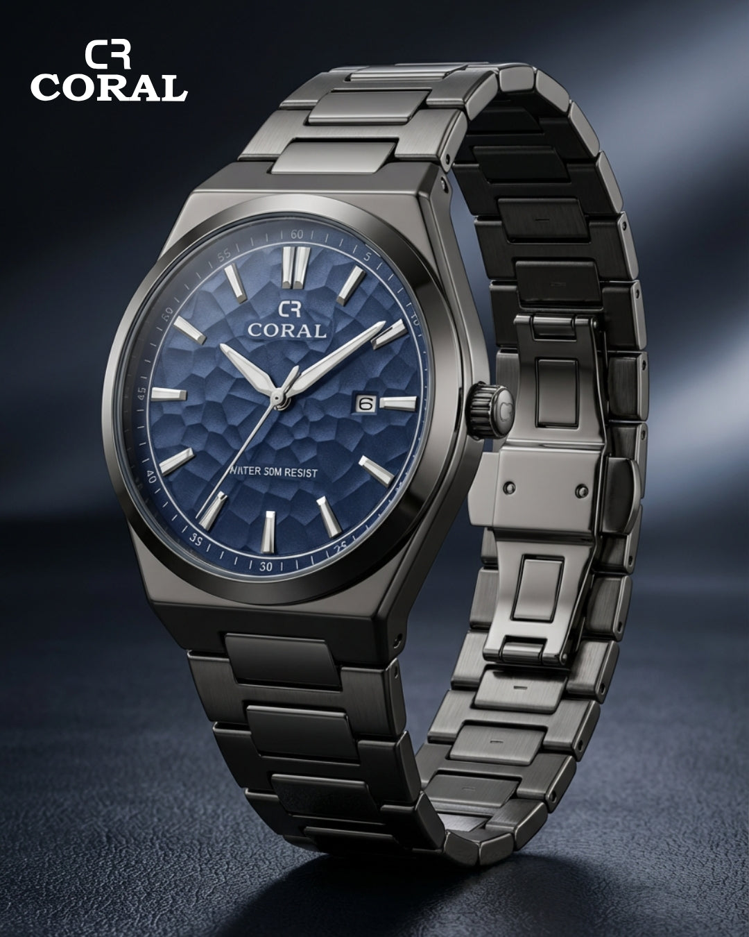 Original Coral Watch for Men, Two Tone Gold and Silver Stainless Steel Watch with Date Display, 1 Year Warranty