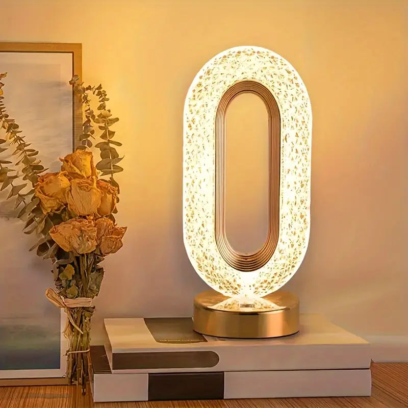 Elegant Oval Crystal Table Lamp