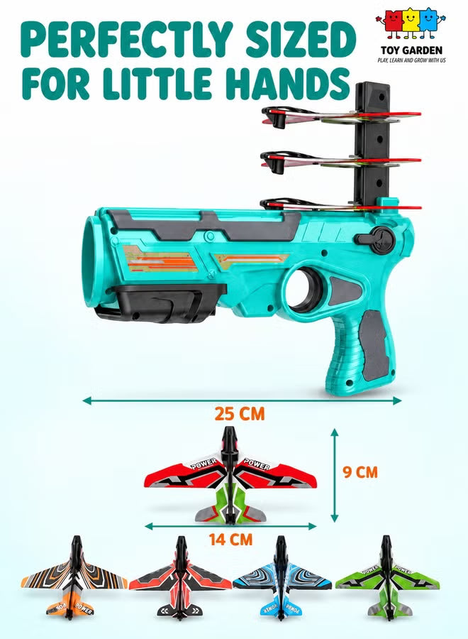 Flying Airplane Launcher Toy with Foam Planes – Outdoor Air Battle Shooting Game for Kids