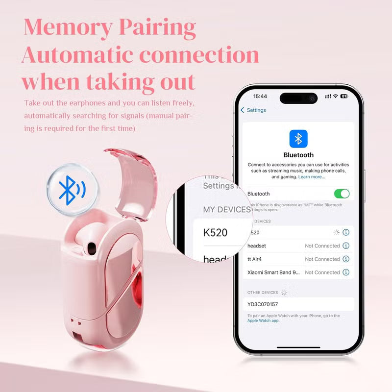 Wireless Earbuds: Pink Heart-shaped Transformable Charging Case