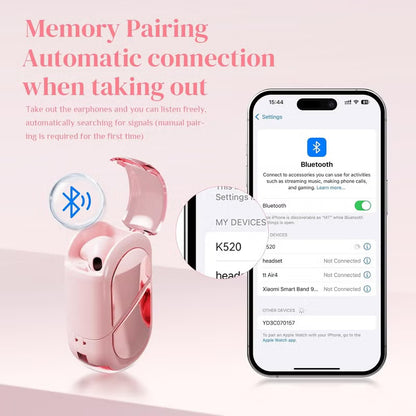 Wireless Earbuds: Pink Heart-shaped Transformable Charging Case