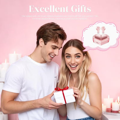 Wireless Earbuds: Pink Heart-shaped Transformable Charging Case