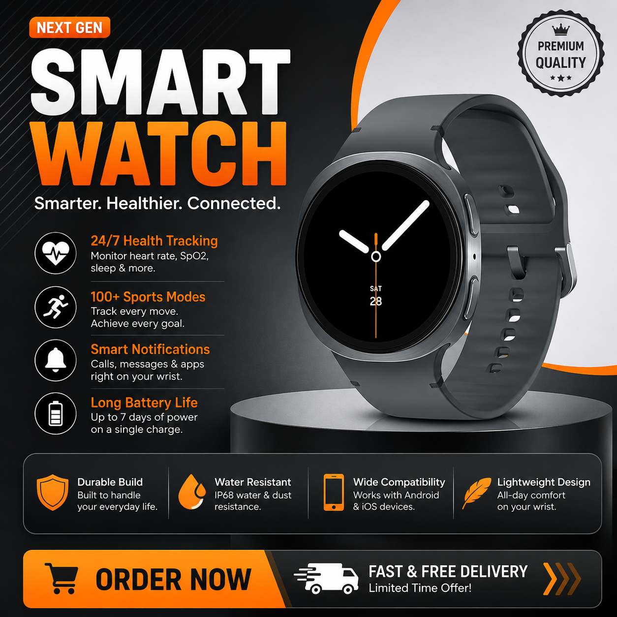 Samsung Galaxy Watch 8 44mm Bluetooth Smartwatch, Cushion Design, Fitness Tracker,