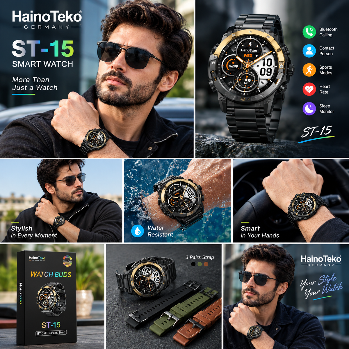 HainoTeko ST-15 Smartwatch with Wireless Earbuds – Smart Watch & Earbuds Combo(1 Year Warranty)