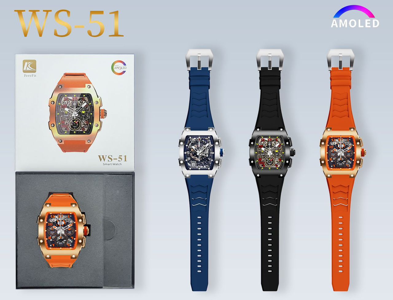 WS-51  Muller Smartwatch Waterproof Amoled Display
