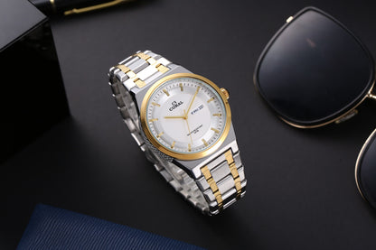 Original Coral Watch for Men, Two Tone Stainless Steel Watch with Time, Date and Day Display, 1 Year Warranty