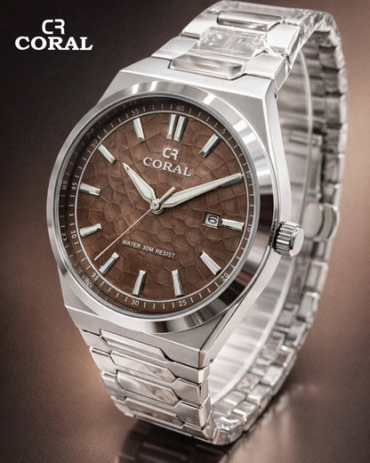 Original Coral Watch for Men, Two Tone Gold and Silver Stainless Steel Watch with Date Display, 1 Year Warranty