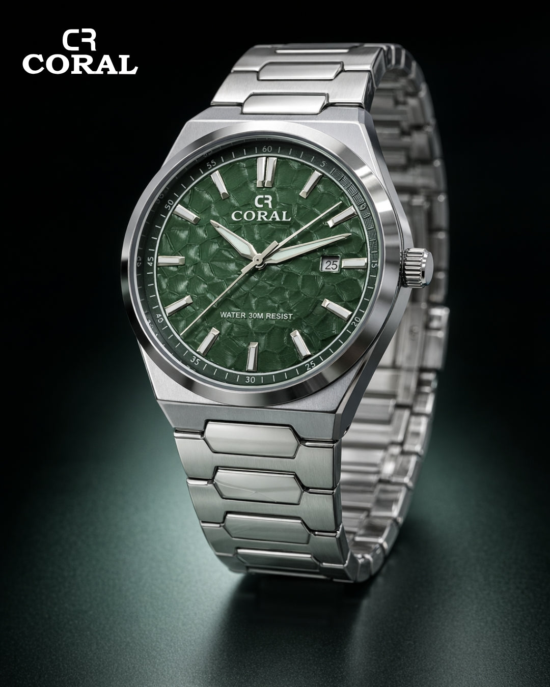 Original Coral Watch for Men, Two Tone Gold and Silver Stainless Steel Watch with Date Display, 1 Year Warranty