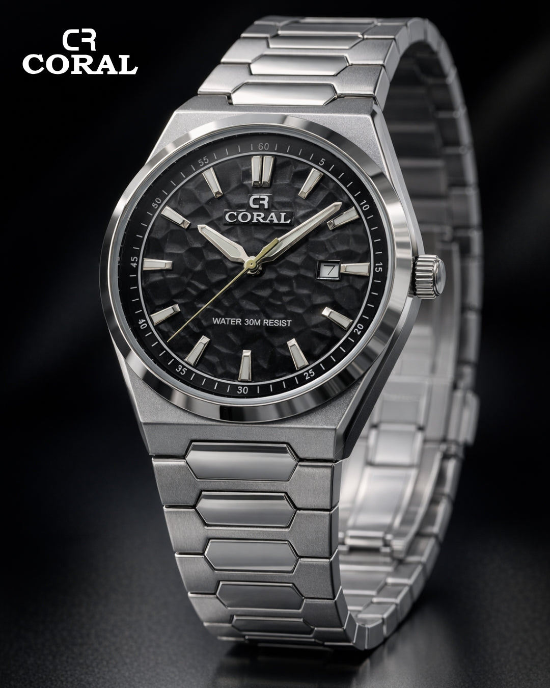 Original Coral Watch for Men, Two Tone Gold and Silver Stainless Steel Watch with Date Display, 1 Year Warranty