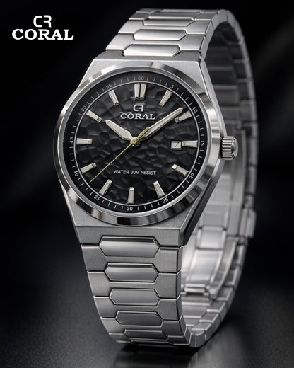Original Coral Watch for Men, Two Tone Gold and Silver Stainless Steel Watch with Date Display, 1 Year Warranty