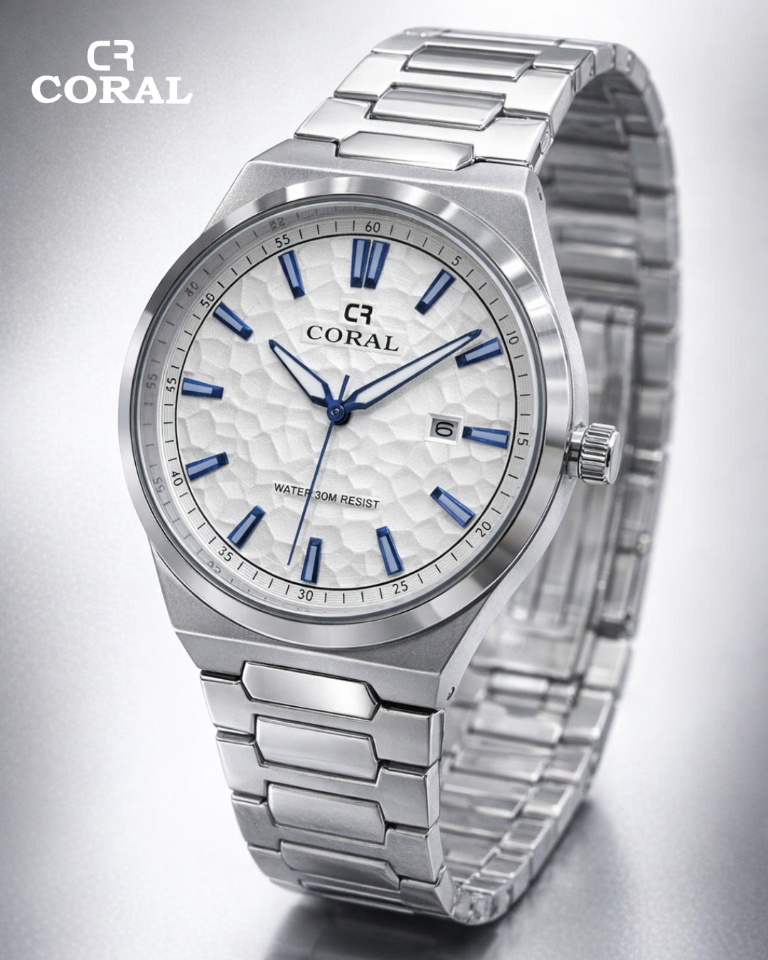 Original Coral Watch for Men, Two Tone Gold and Silver Stainless Steel Watch with Date Display, 1 Year Warranty