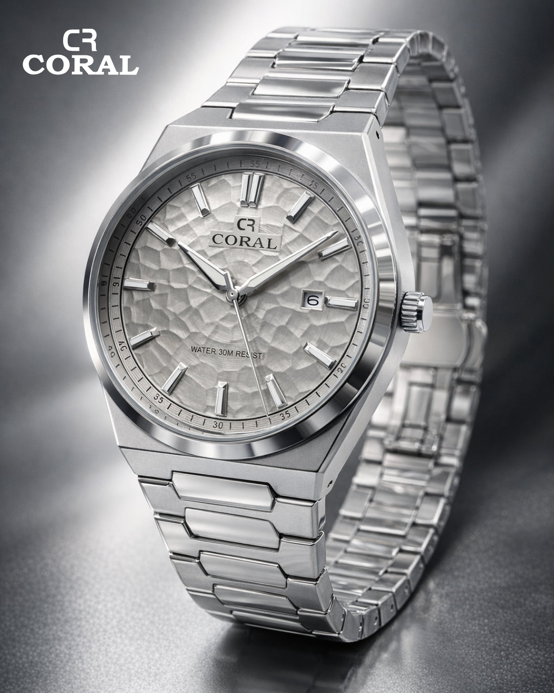 Original Coral Watch for Men, Two Tone Gold and Silver Stainless Steel Watch with Date Display, 1 Year Warranty