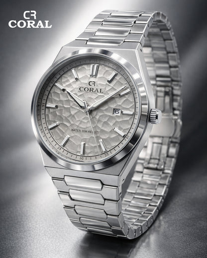 Original Coral Watch for Men, Two Tone Gold and Silver Stainless Steel Watch with Date Display, 1 Year Warranty