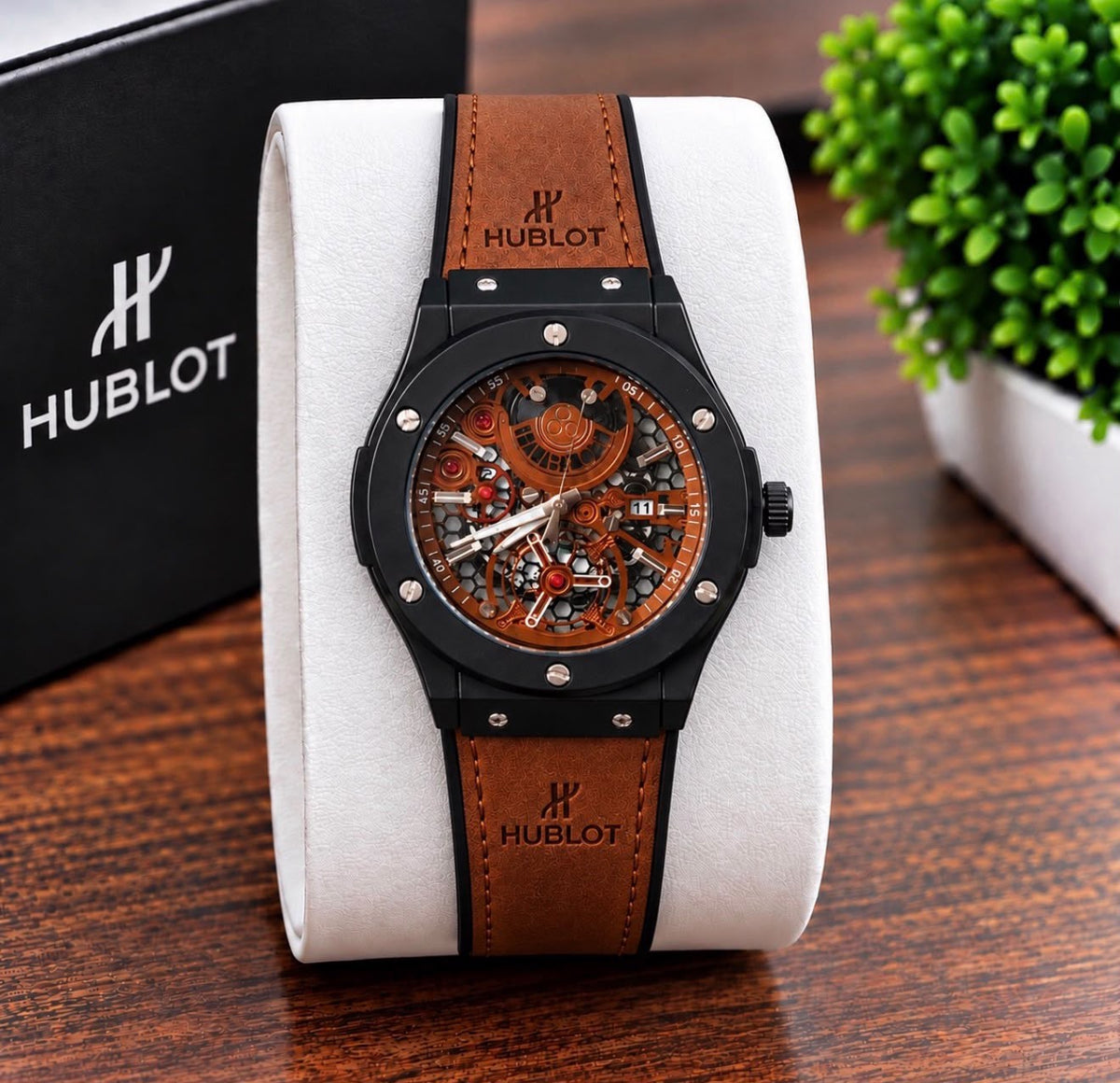 Hublot Big Bang Style Brown Skeleton Chronograph Luxury Watch