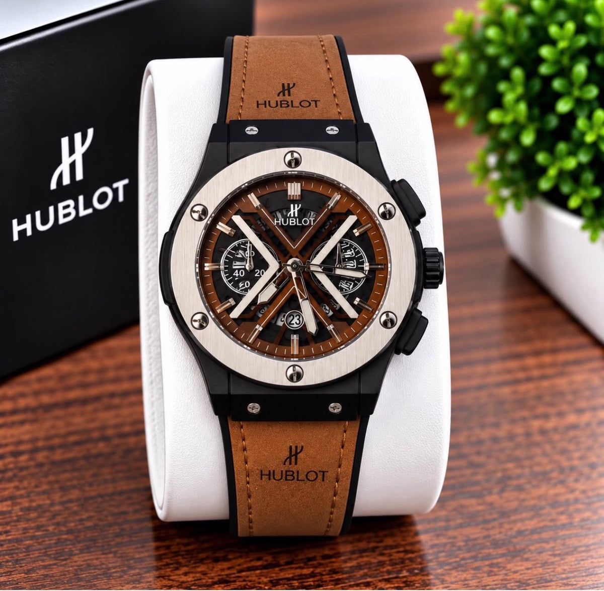 Hublot Big Bang Style Brown Skeleton Chronograph Luxury Watch