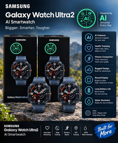 Samsung Galaxy Watch Ultra 2 AI Smartwatch – Fitness Tracking, Heart Rate Monitor & Rugged Design