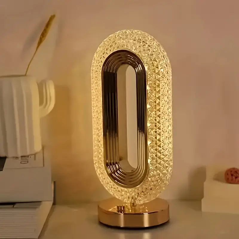 Elegant Oval Crystal Table Lamp with USB Charging – Perfect for Office, Bedside, or Living Room Décor.