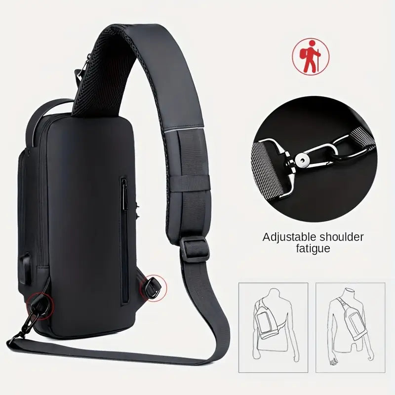 Versatile Nylon Crossbody Sling Bag with USB Charging