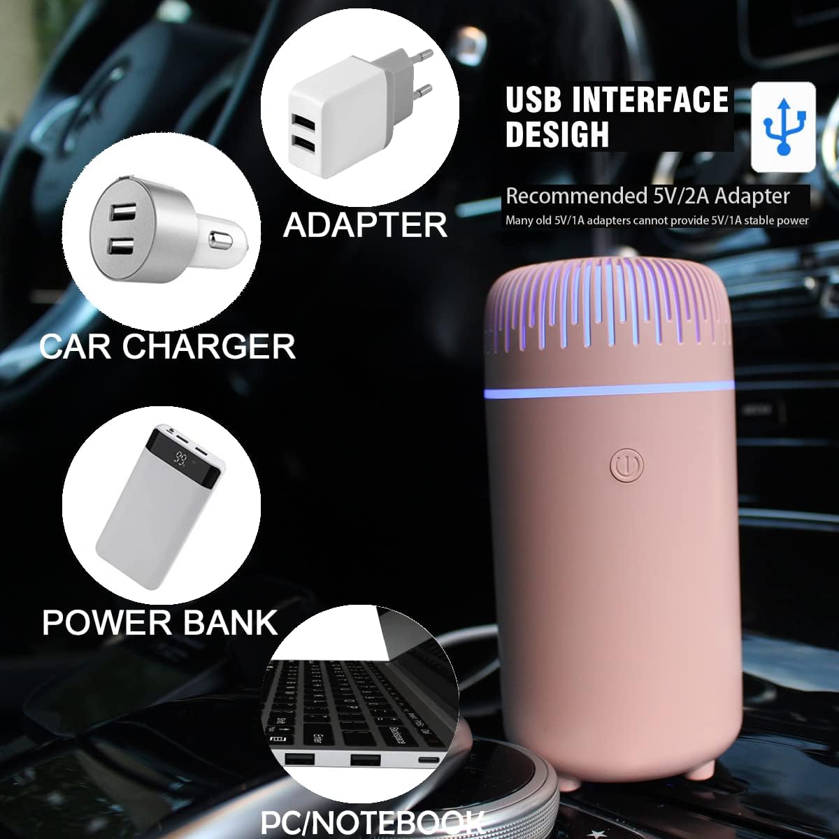 Mini USB Air Humidifier with Colorful Ambient Light & Silent Operation