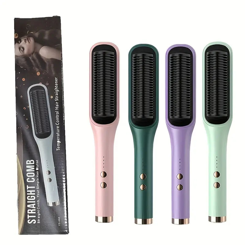 Smooth & Curl: Ceramic Hair Brush with Adjustable Heat