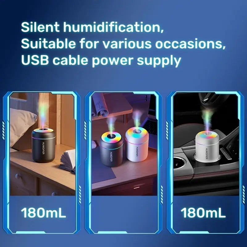 Mini USB Air Humidifier with Colorful Ambient Light & Silent Operation