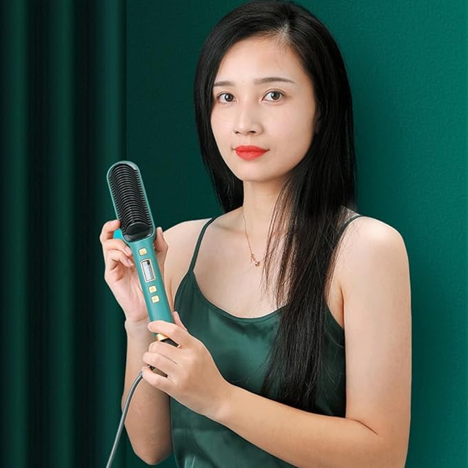 Smooth & Curl: Ceramic Hair Brush with Adjustable Heat