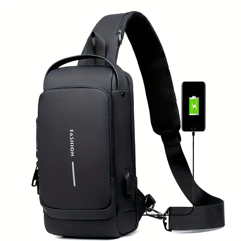 Versatile Nylon Crossbody Sling Bag with USB Charging