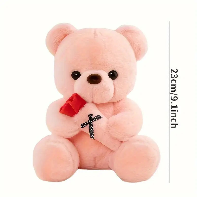 Adorable Rose Bear Plush Toy - Perfect Valentine's Day & Birthday Gift for Her, Soft PVC Material