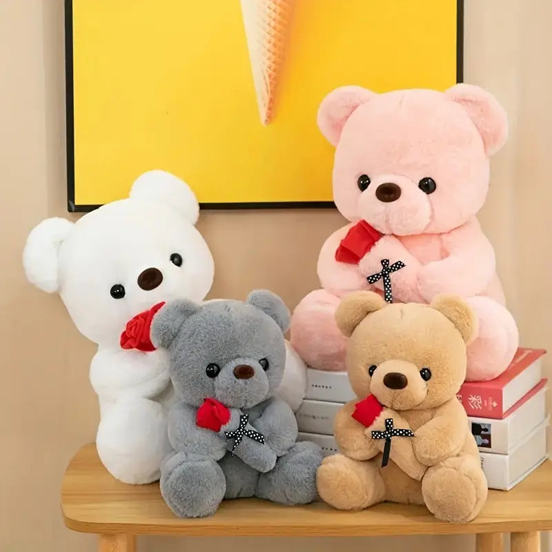 Adorable Rose Bear Plush Toy - Perfect Valentine's Day & Birthday Gift for Her, Soft PVC Material