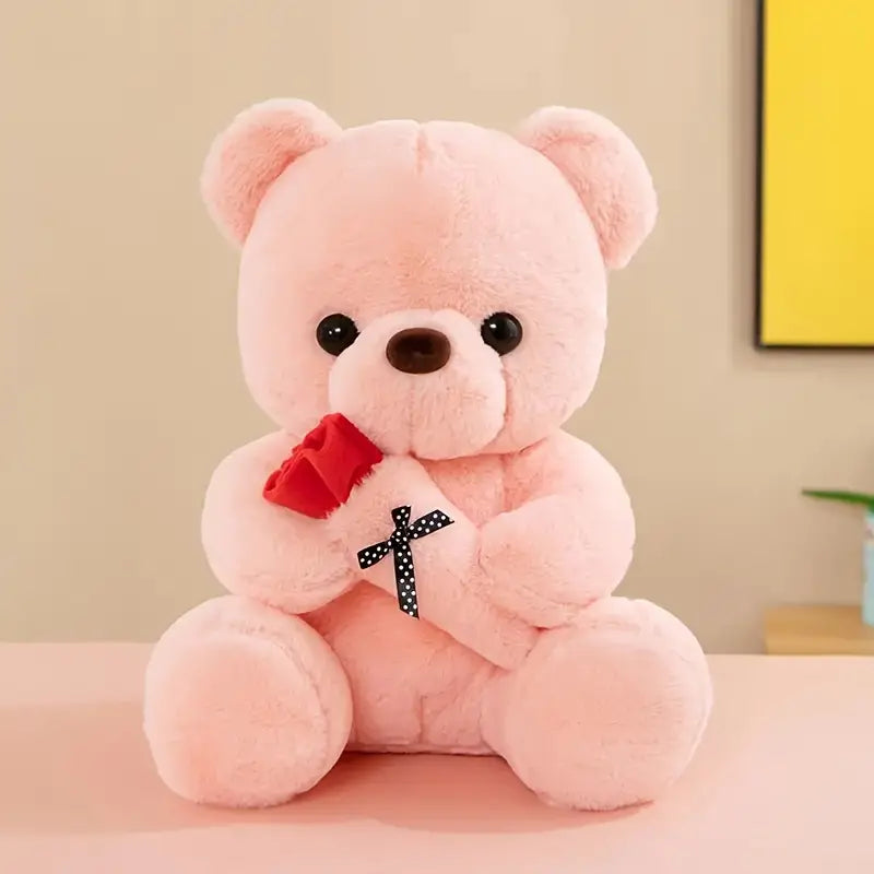 Adorable Rose Bear Plush Toy - Perfect Valentine's Day & Birthday Gift for Her, Soft PVC Material