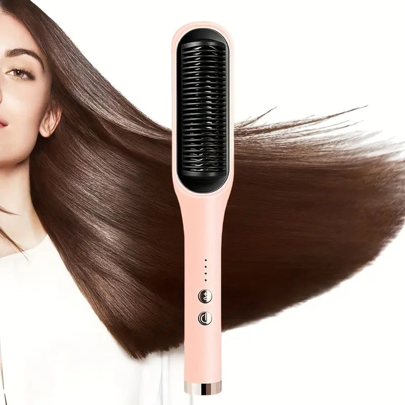 Smooth & Curl: Ceramic Hair Brush with Adjustable Heat