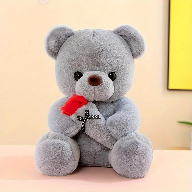 Adorable Rose Bear Plush Toy - Perfect Valentine's Day & Birthday Gift for Her, Soft PVC Material