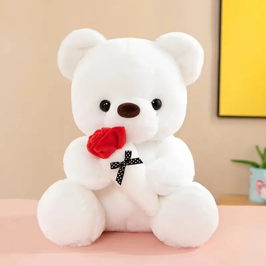 Adorable Rose Bear Plush Toy - Perfect Valentine's Day & Birthday Gift for Her, Soft PVC Material